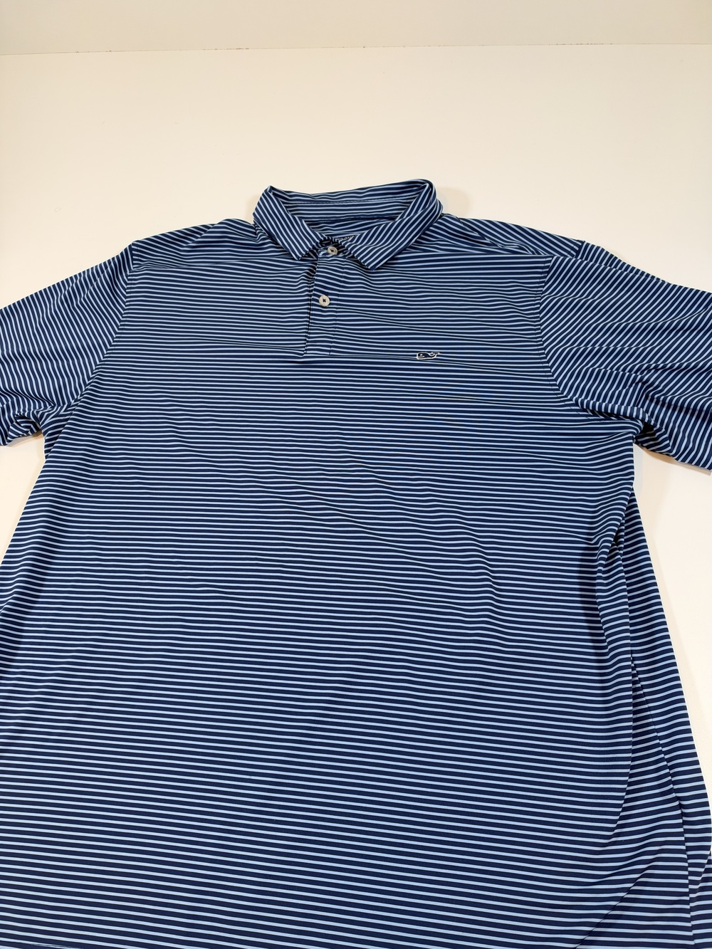 Vineyard Vines Performance Polo Shirt Mens XL Blue Striped Golf Stretch Jersey
